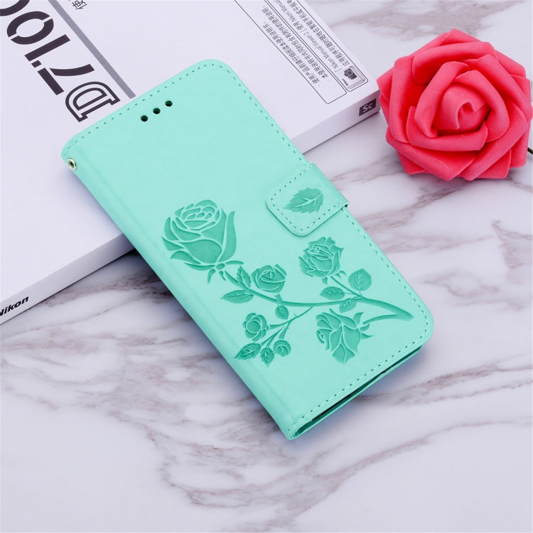 For Xiaomi Redmi 9A Rose Embossed Horizontal Flip PU Leather Case with Holder & Card Slots & Wallet(Green) by buy2fix
