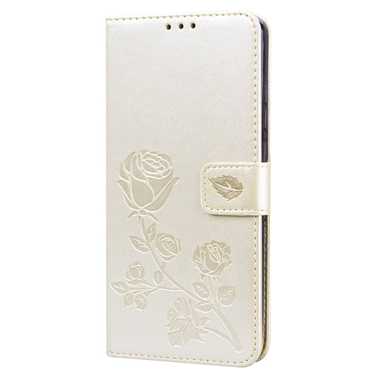 For Xiaomi Redmi 9A Rose Embossed Horizontal Flip PU Leather Case with Holder & Card Slots & Wallet(Gold) by buy2fix