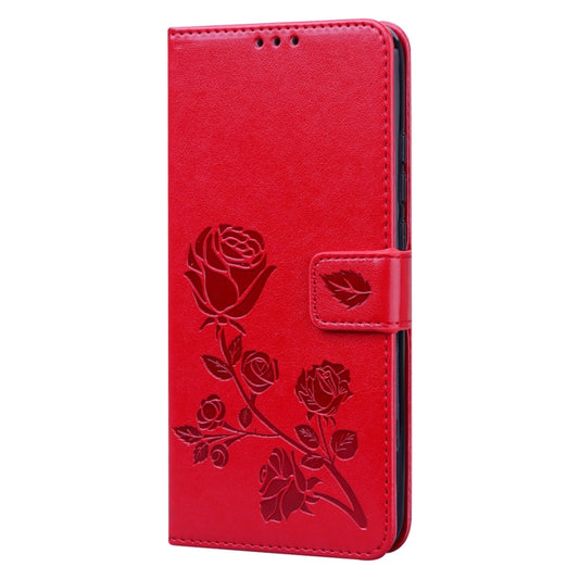 For Xiaomi Redmi 9C Rose Embossed Horizontal Flip PU Leather Case with Holder & Card Slots & Wallet(Red) by buy2fix