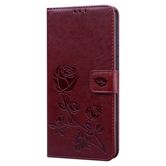 For Xiaomi Redmi 9C Rose Embossed Horizontal Flip PU Leather Case with Holder & Card Slots & Wallet(Brown) by buy2fix