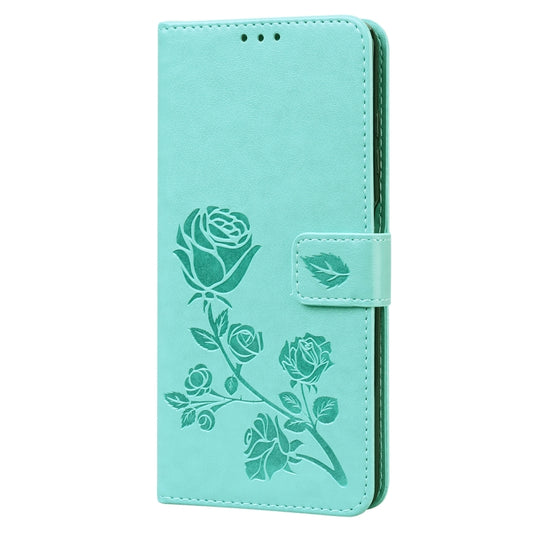 For Xiaomi Poco X3 NFC Rose Embossed Horizontal Flip PU Leather Case with Holder & Card Slots & Wallet(Green) by buy2fix