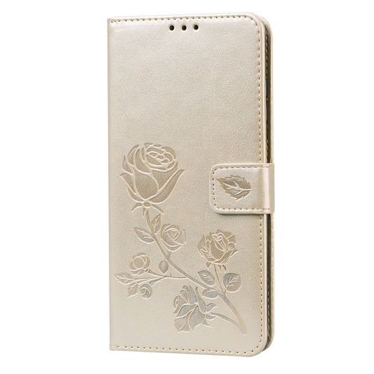 For Xiaomi Poco X3 NFC Rose Embossed Horizontal Flip PU Leather Case with Holder & Card Slots & Wallet(Gold) by buy2fix