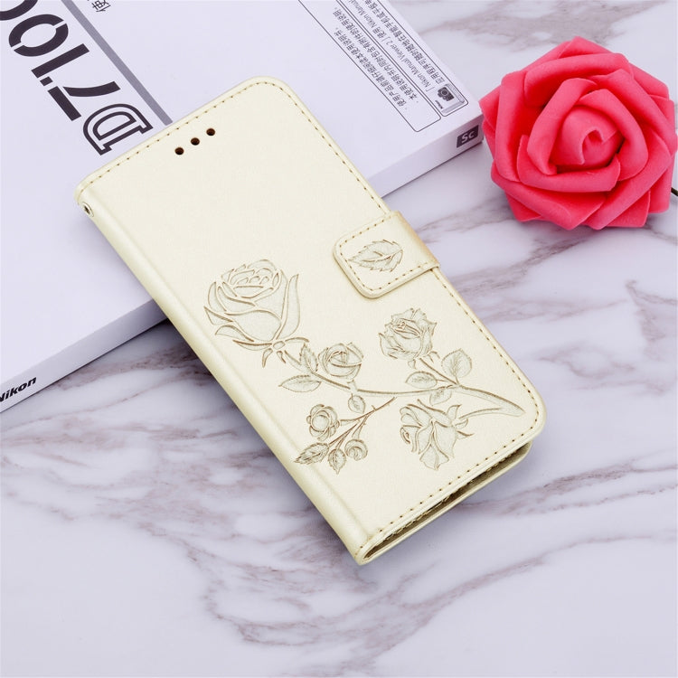 For Xiaomi Poco X3 NFC Rose Embossed Horizontal Flip PU Leather Case with Holder & Card Slots & Wallet(Gold) by buy2fix