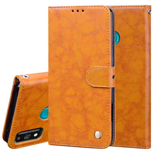 For Huawei Honor 9X Lite Business Style Oil Wax Texture Horizontal Flip Leather Case with Holder & Card Slots & Wallet(Yellow) - Honor Cases by buy2fix | Online Shopping UK | buy2fix