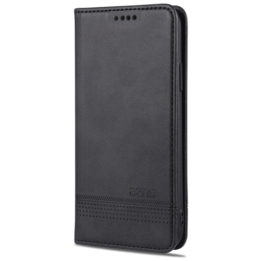 For iPhone XR AZNS Magnetic Calf Texture Horizontal Flip Leather Case with Card Slots & Holder & Wallet(Black) by AZNS