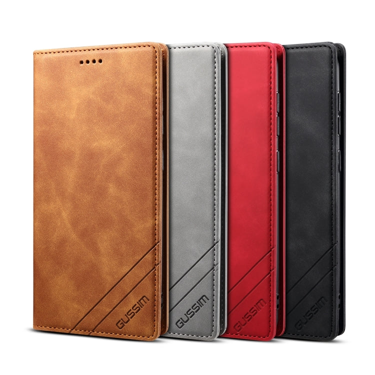 For Samsung Galaxy A50 GUSSIM GS-001 Business Style Horizontal Flip Skin Feel PU Leather Case with Holder & Card Slots & Wallet & Photo Frame(Brown) by GUSSIM