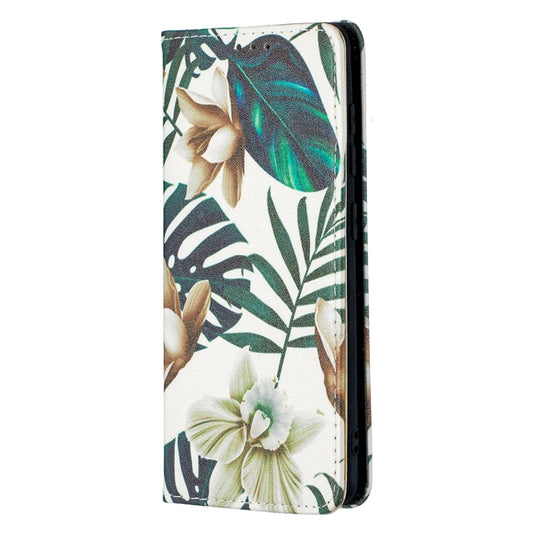 For Samsung Galaxy A41 Colored Drawing Pattern Invisible Magnetic Horizontal Flip PU Leather Case with Holder & Card Slots & Wallet(Red Leaves) by buy2fix