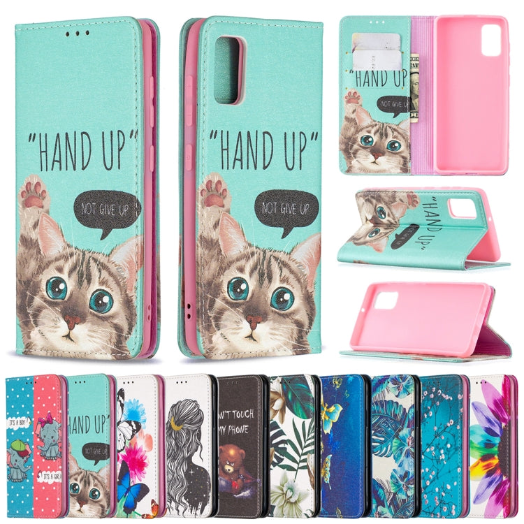 For Samsung Galaxy A41 Colored Drawing Pattern Invisible Magnetic Horizontal Flip PU Leather Case with Holder & Card Slots & Wallet(Red Leaves) by buy2fix