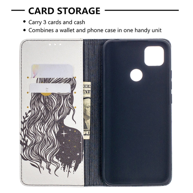 For Xiaomi Redmi 9C Colored Drawing Pattern Invisible Magnetic Horizontal Flip PU Leather Case with Holder & Card Slots & Wallet(Girl) - Xiaomi Cases by buy2fix | Online Shopping UK | buy2fix