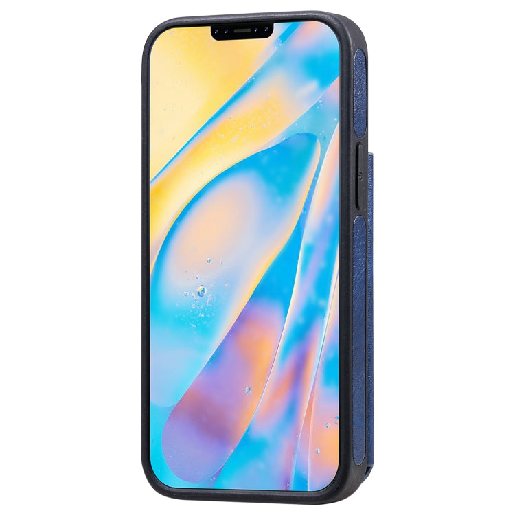 For iPhone 12 mini Shockproof Calf Texture Protective Case with Holder & Card Slots & Frame (Blue) - iPhone 12 mini Cases by buy2fix | Online Shopping UK | buy2fix