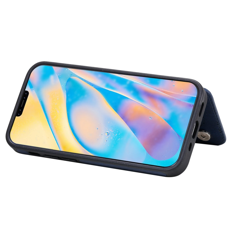 For iPhone 12 mini Shockproof Calf Texture Protective Case with Holder & Card Slots & Frame (Blue) - iPhone 12 mini Cases by buy2fix | Online Shopping UK | buy2fix