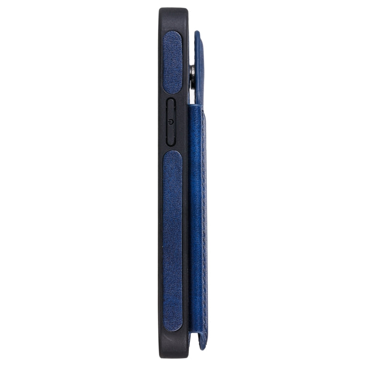 For iPhone 12 mini Shockproof Calf Texture Protective Case with Holder & Card Slots & Frame (Blue) - iPhone 12 mini Cases by buy2fix | Online Shopping UK | buy2fix