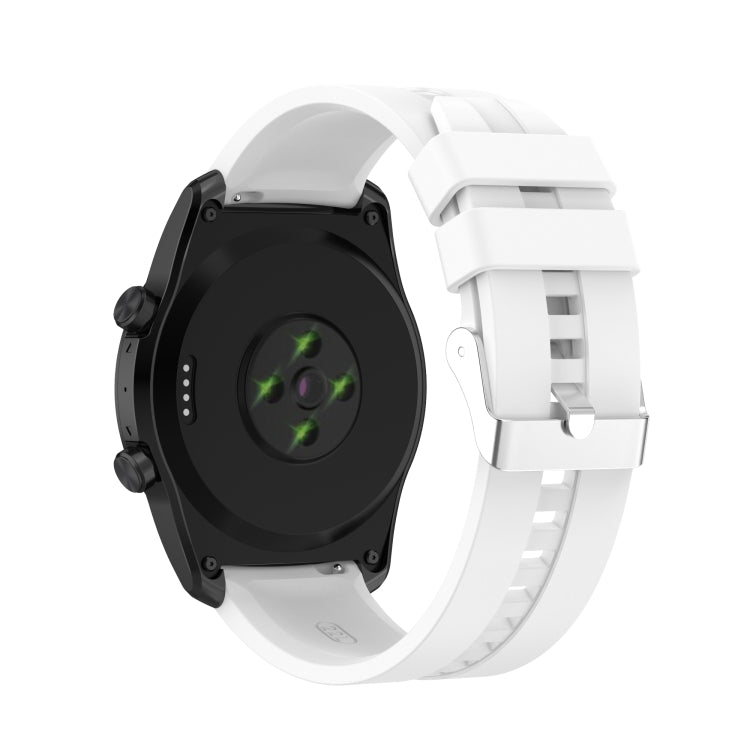 For TicWatch Pro 3 Silicone Watch Band with Silver Steel Buckle(White) - Watch Bands by buy2fix | Online Shopping UK | buy2fix