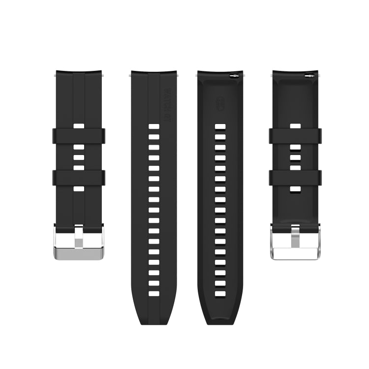 For TicWatch Pro 3 Silicone Watch Band with Silver Steel Buckle(Black) - Watch Bands by buy2fix | Online Shopping UK | buy2fix