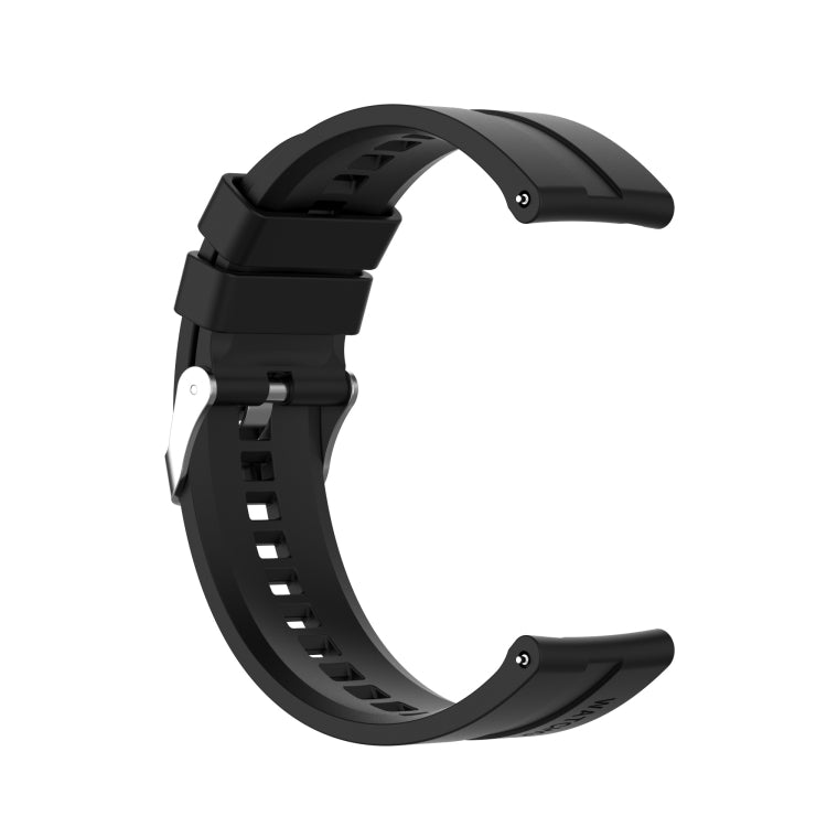 For TicWatch Pro 3 Silicone Watch Band with Silver Steel Buckle(Black) - Watch Bands by buy2fix | Online Shopping UK | buy2fix