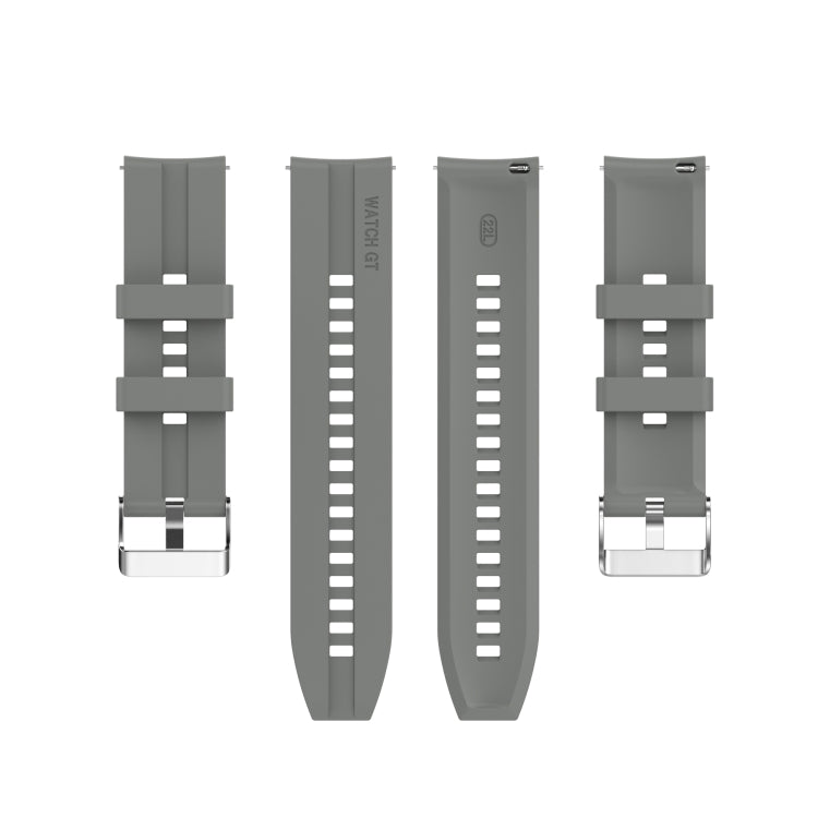 For TicWatch Pro 3 Silicone Watch Band with Silver Steel Buckle(Grey) - Watch Bands by buy2fix | Online Shopping UK | buy2fix