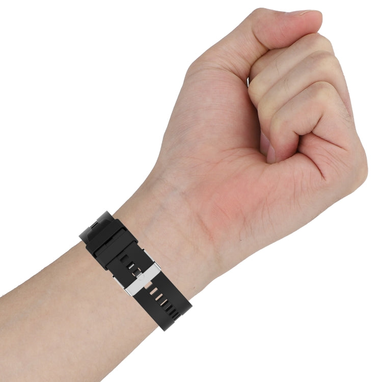 For TicWatch Pro 3 Silicone Watch Band with Silver Steel Buckle(Grey) - Watch Bands by buy2fix | Online Shopping UK | buy2fix