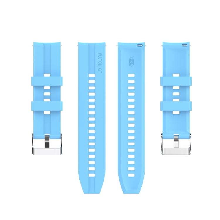 For TicWatch Pro 3 Silicone Watch Band with Silver Steel Buckle(Sky Blue) - Watch Bands by buy2fix | Online Shopping UK | buy2fix