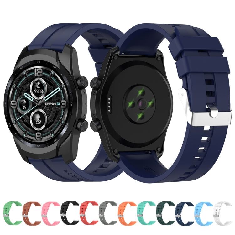 For TicWatch Pro 3 Silicone Watch Band with Silver Steel Buckle(Grey) - Watch Bands by buy2fix | Online Shopping UK | buy2fix