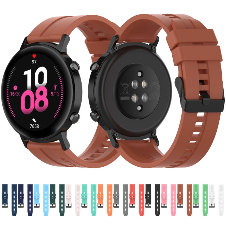 For Huawei Watch GT 2 42mm Silicone Watch Band with Silver Buckle(Red) by buy2fix