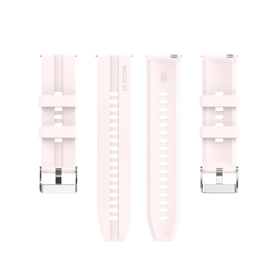 For Huawei Watch GT 2 46mm Silicone Watch Band with Silver Buckle(Quicksand Pink) by buy2fix