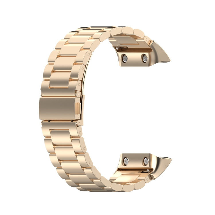 For Garmin Forerunner 35 / 30 Universal Three Beads Stainless Steel Watch Band(Champagne Gold() - Watch Bands by buy2fix | Online Shopping UK | buy2fix
