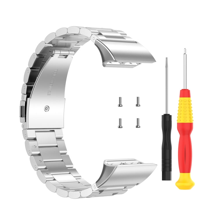 For Garmin Forerunner 35 / 30 Universal Three Beads Stainless Steel Watch Band(Silver) - Watch Bands by buy2fix | Online Shopping UK | buy2fix