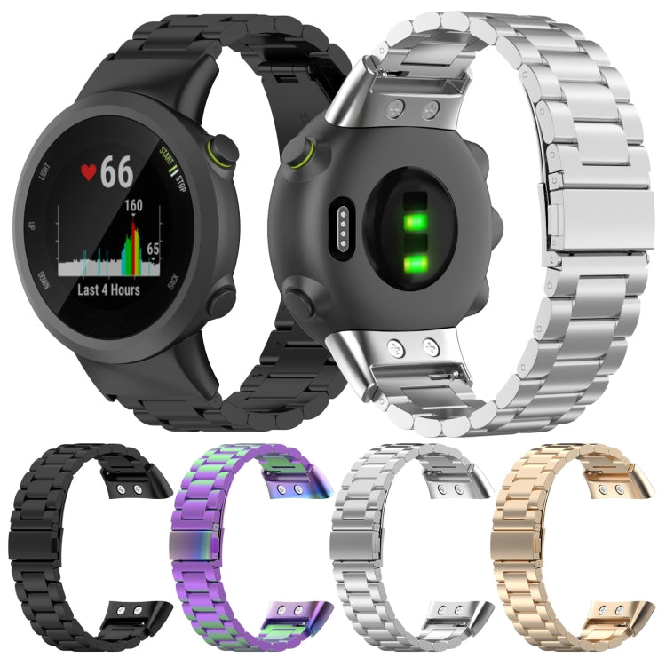 For Garmin Forerunner 35 / 30 Universal Three Beads Stainless Steel Watch Band(Black) by buy2fix