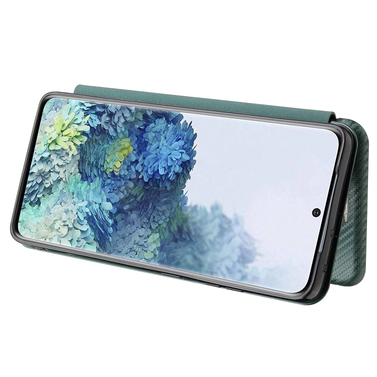 For Samsung Galaxy S21 Ultra 5G Carbon Fiber Texture Horizontal Flip TPU + PC + PU Leather Case with Card Slot(Green) - Galaxy S21 Ultra 5G Cases by buy2fix | Online Shopping UK | buy2fix