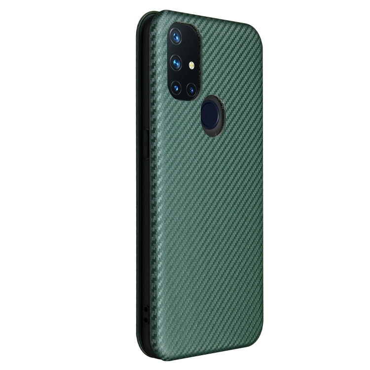 For OnePlus Nord N10 5G Carbon Fiber Texture Horizontal Flip TPU + PC + PU Leather Case with Card Slot(Green) - OnePlus Cases by buy2fix | Online Shopping UK | buy2fix