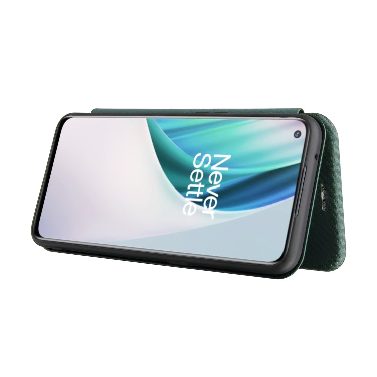 For OnePlus Nord N10 5G Carbon Fiber Texture Horizontal Flip TPU + PC + PU Leather Case with Card Slot(Green) - OnePlus Cases by buy2fix | Online Shopping UK | buy2fix