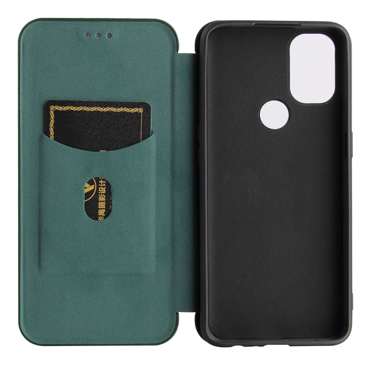For OnePlus Nord N10 5G Carbon Fiber Texture Horizontal Flip TPU + PC + PU Leather Case with Card Slot(Green) - OnePlus Cases by buy2fix | Online Shopping UK | buy2fix