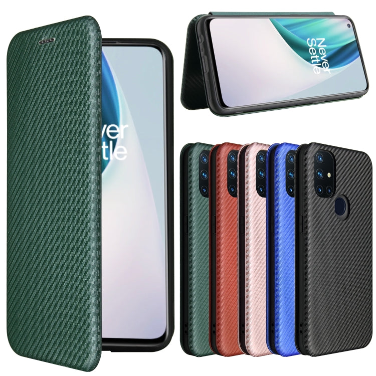 For OnePlus Nord N10 5G Carbon Fiber Texture Horizontal Flip TPU + PC + PU Leather Case with Card Slot(Green) - OnePlus Cases by buy2fix | Online Shopping UK | buy2fix