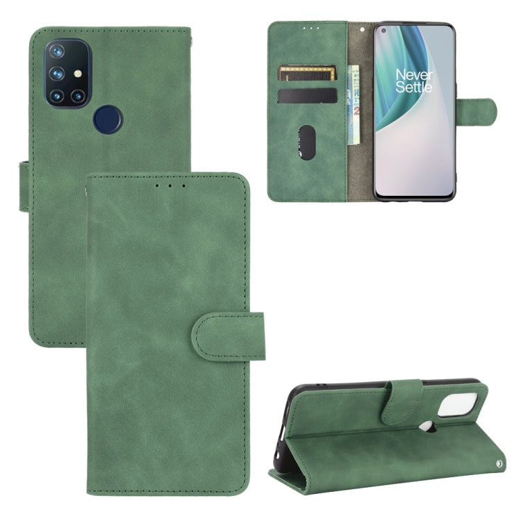 For OnePlus Nord N10 5G Solid Color Skin Feel Magnetic Buckle Horizontal Flip Calf Texture PU Leather Case with Holder & Card Slots & Wallet(Green) - OnePlus Cases by buy2fix | Online Shopping UK | buy2fix