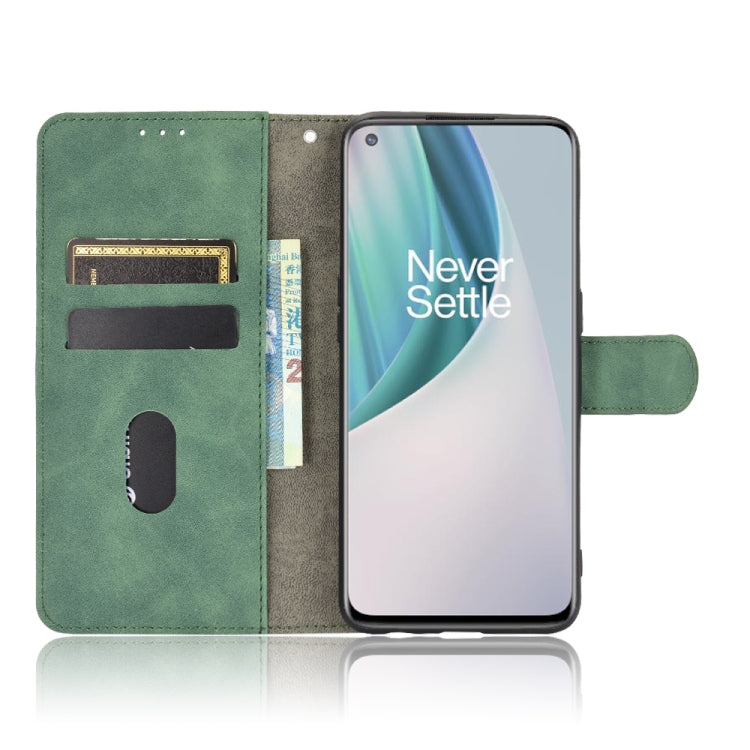 For OnePlus Nord N10 5G Solid Color Skin Feel Magnetic Buckle Horizontal Flip Calf Texture PU Leather Case with Holder & Card Slots & Wallet(Green) - OnePlus Cases by buy2fix | Online Shopping UK | buy2fix