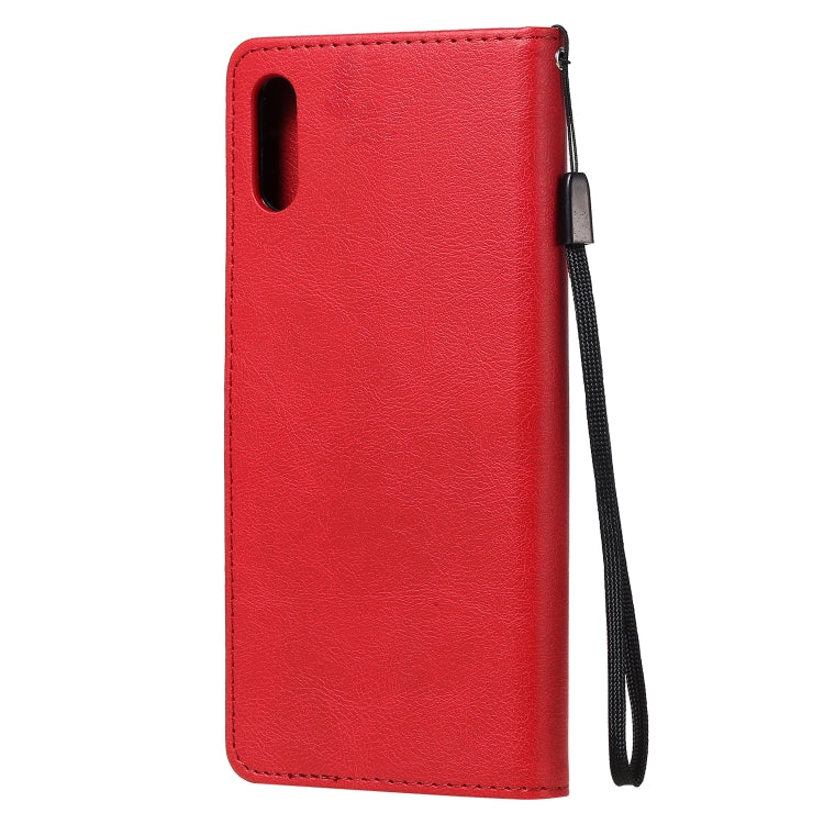 For Xiaomi Redmi 9A Solid Color Horizontal Flip Protective Leather Case with Holder & Card Slots & Wallet & Photo Frame & Lanyard(Red) - Xiaomi Cases by buy2fix | Online Shopping UK | buy2fix