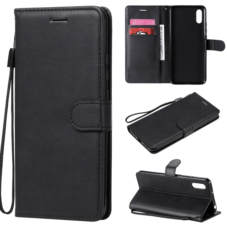 For Xiaomi Redmi 9A Solid Color Horizontal Flip Protective Leather Case with Holder & Card Slots & Wallet & Photo Frame & Lanyard(Black) - Xiaomi Cases by buy2fix | Online Shopping UK | buy2fix