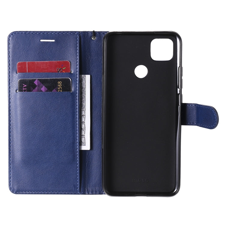 For Xiaomi Redmi 9C Solid Color Horizontal Flip Protective Leather Case with Holder & Card Slots & Wallet & Photo Frame & Lanyard(Blue) - Xiaomi Cases by buy2fix | Online Shopping UK | buy2fix