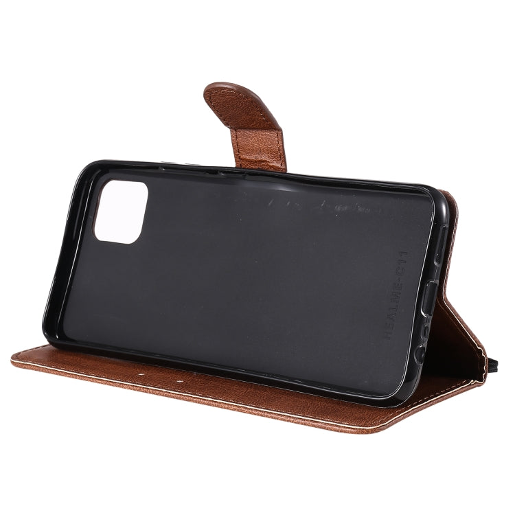 For OPPO Realme C11 Solid Color Horizontal Flip Protective Leather Case with Holder & Card Slots & Wallet & Photo Frame & Lanyard(Brown) - Realme Cases by buy2fix | Online Shopping UK | buy2fix