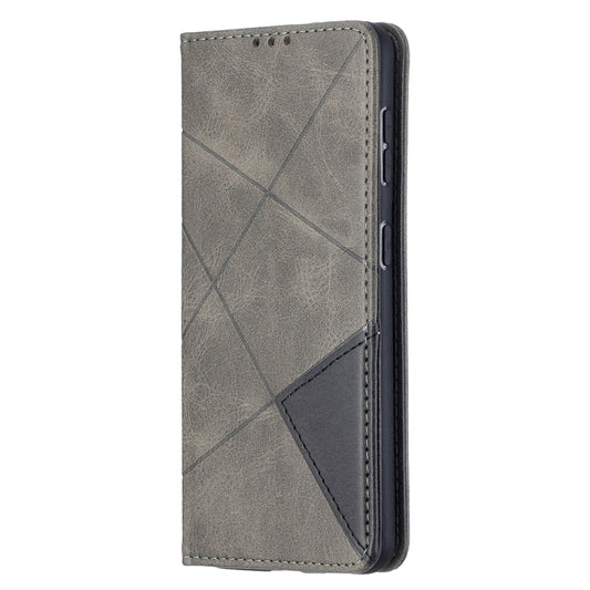 For Samsung Galaxy S21 5G Rhombus Texture Horizontal Flip Magnetic Leather Case with Holder & Card Slots(Grey) by buy2fix