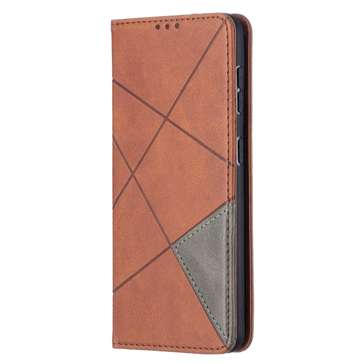 For Samsung Galaxy S21 5G Rhombus Texture Horizontal Flip Magnetic Leather Case with Holder & Card Slots(Brown) - Galaxy S21 5G Cases by buy2fix | Online Shopping UK | buy2fix