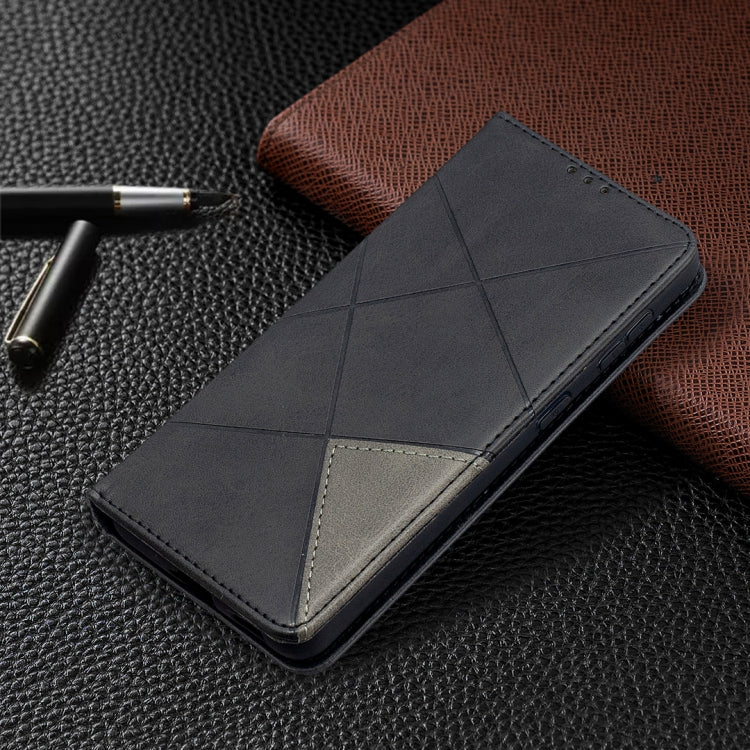 For Samsung Galaxy S21 5G Rhombus Texture Horizontal Flip Magnetic Leather Case with Holder & Card Slots(Black) - Galaxy S21 5G Cases by buy2fix | Online Shopping UK | buy2fix