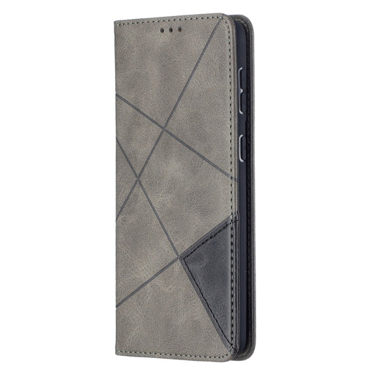 For Samsung Galaxy S21+ 5G Rhombus Texture Horizontal Flip Magnetic Leather Case with Holder & Card Slots(Grey) by buy2fix