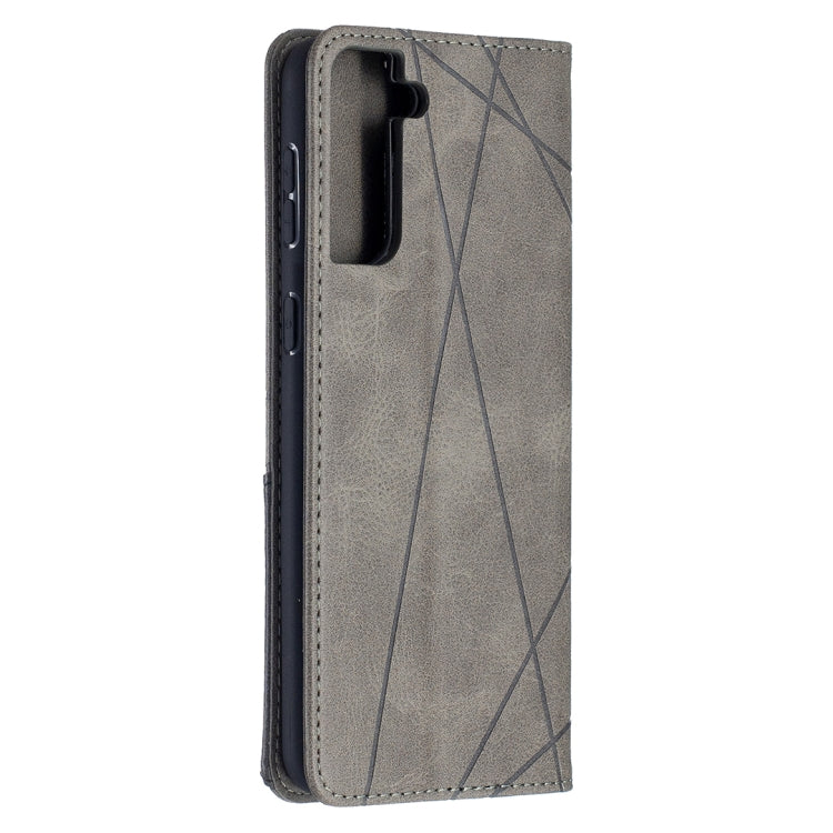 For Samsung Galaxy S21+ 5G Rhombus Texture Horizontal Flip Magnetic Leather Case with Holder & Card Slots(Grey) - Galaxy S21+ 5G Cases by buy2fix | Online Shopping UK | buy2fix