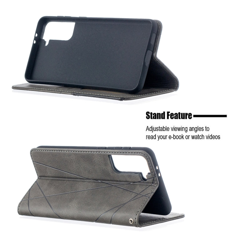 For Samsung Galaxy S21+ 5G Rhombus Texture Horizontal Flip Magnetic Leather Case with Holder & Card Slots(Grey) - Galaxy S21+ 5G Cases by buy2fix | Online Shopping UK | buy2fix