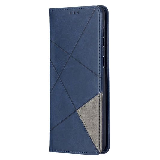For Samsung Galaxy S21+ 5G Rhombus Texture Horizontal Flip Magnetic Leather Case with Holder & Card Slots(Blue) by buy2fix