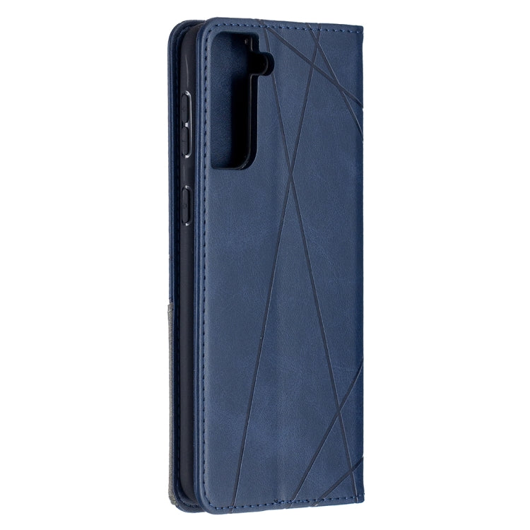For Samsung Galaxy S21+ 5G Rhombus Texture Horizontal Flip Magnetic Leather Case with Holder & Card Slots(Blue) - Galaxy S21+ 5G Cases by buy2fix | Online Shopping UK | buy2fix