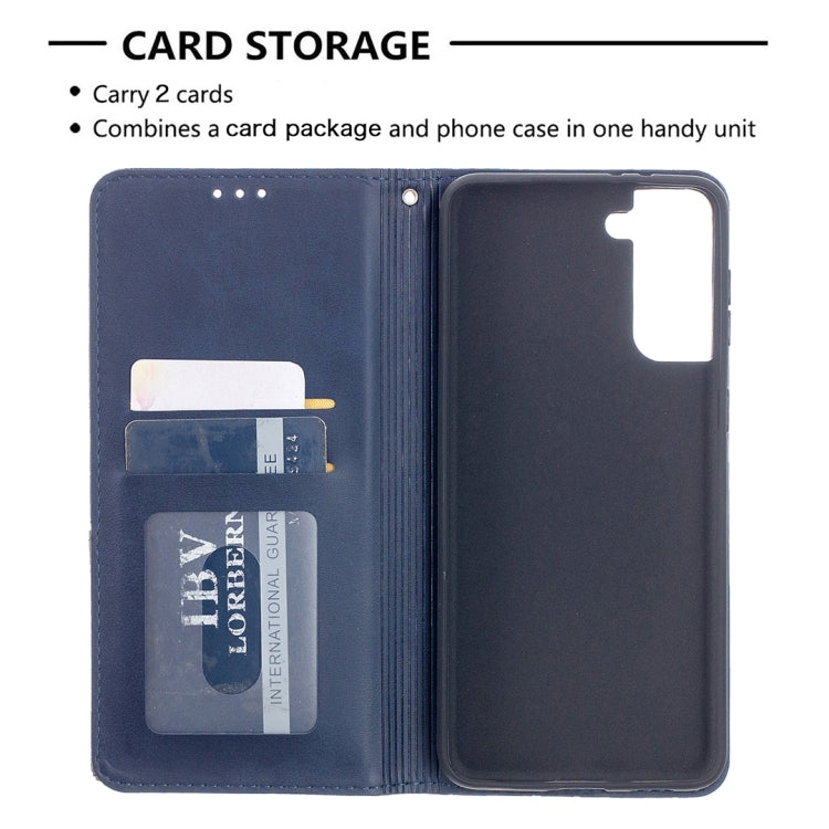 For Samsung Galaxy S21+ 5G Rhombus Texture Horizontal Flip Magnetic Leather Case with Holder & Card Slots(Blue) - Galaxy S21+ 5G Cases by buy2fix | Online Shopping UK | buy2fix