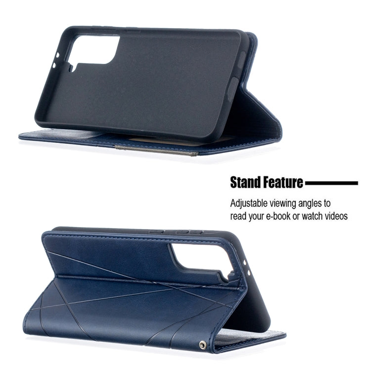 For Samsung Galaxy S21+ 5G Rhombus Texture Horizontal Flip Magnetic Leather Case with Holder & Card Slots(Blue) - Galaxy S21+ 5G Cases by buy2fix | Online Shopping UK | buy2fix