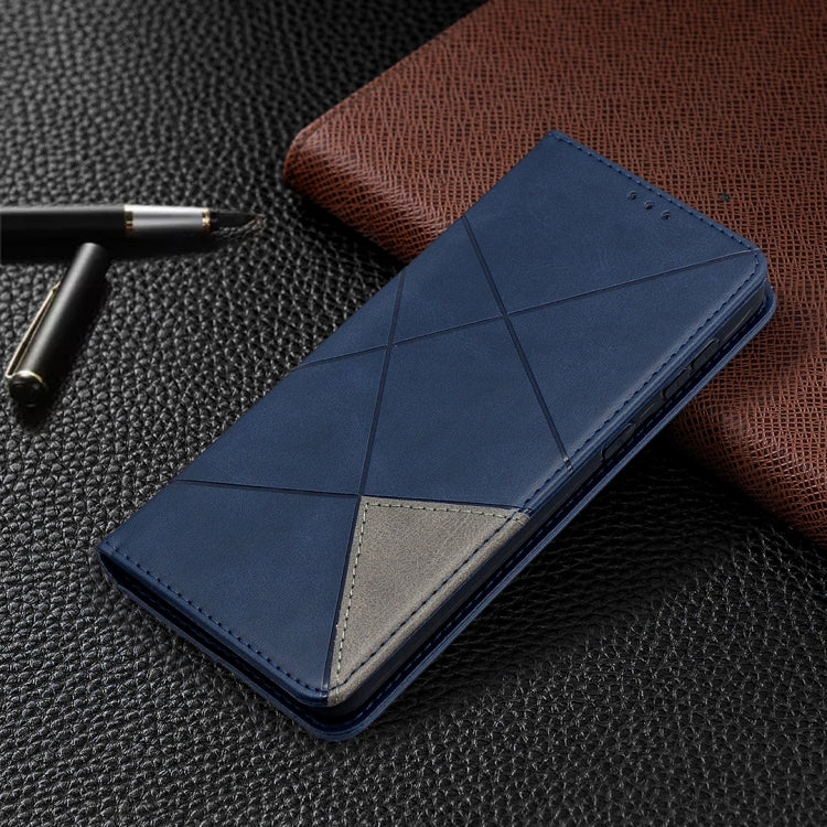 For Samsung Galaxy S21+ 5G Rhombus Texture Horizontal Flip Magnetic Leather Case with Holder & Card Slots(Blue) - Galaxy S21+ 5G Cases by buy2fix | Online Shopping UK | buy2fix
